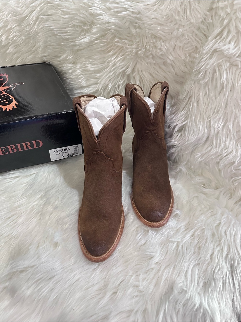 Freebird Zamora tan Suede Western Ankle Boots